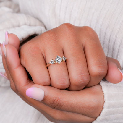 1CT Princess Cut Lab Grown Diamond Three Stone Ring