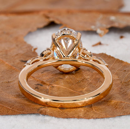 2CT Oval Lab Diamond Engagement Ring IGI Certified Side Stones