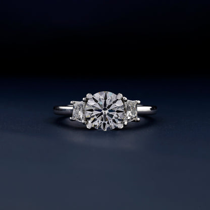 1.50CT Round Lab Diamond Engagement Ring – Three Stone Ring