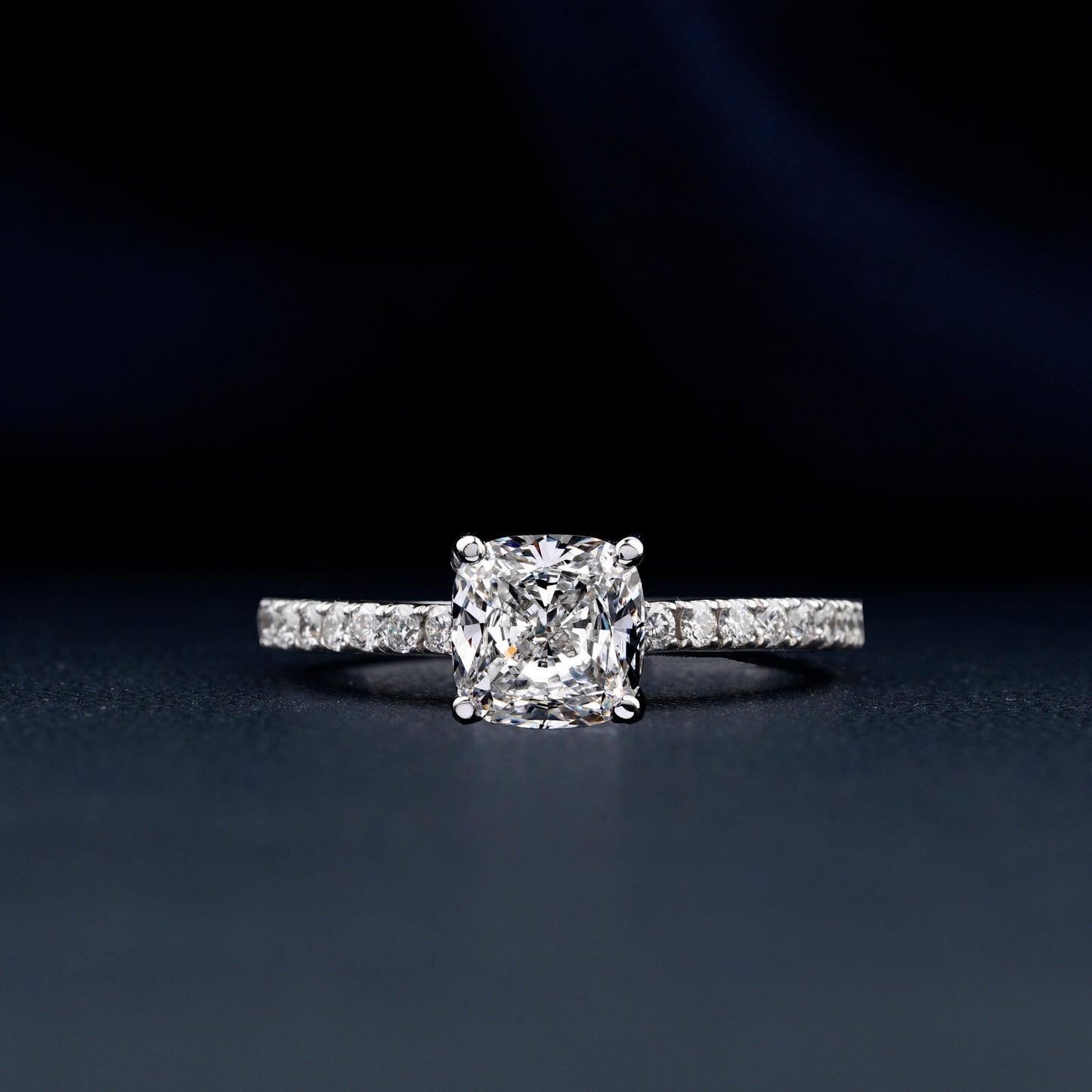 1Ct Cushion Lab Diamond Pave Engagement Ring Gift for Her
