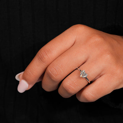 1.00CT Heart Lab  Diamond Engagement Ring – Hidden Halo Solitaire Ring for Her