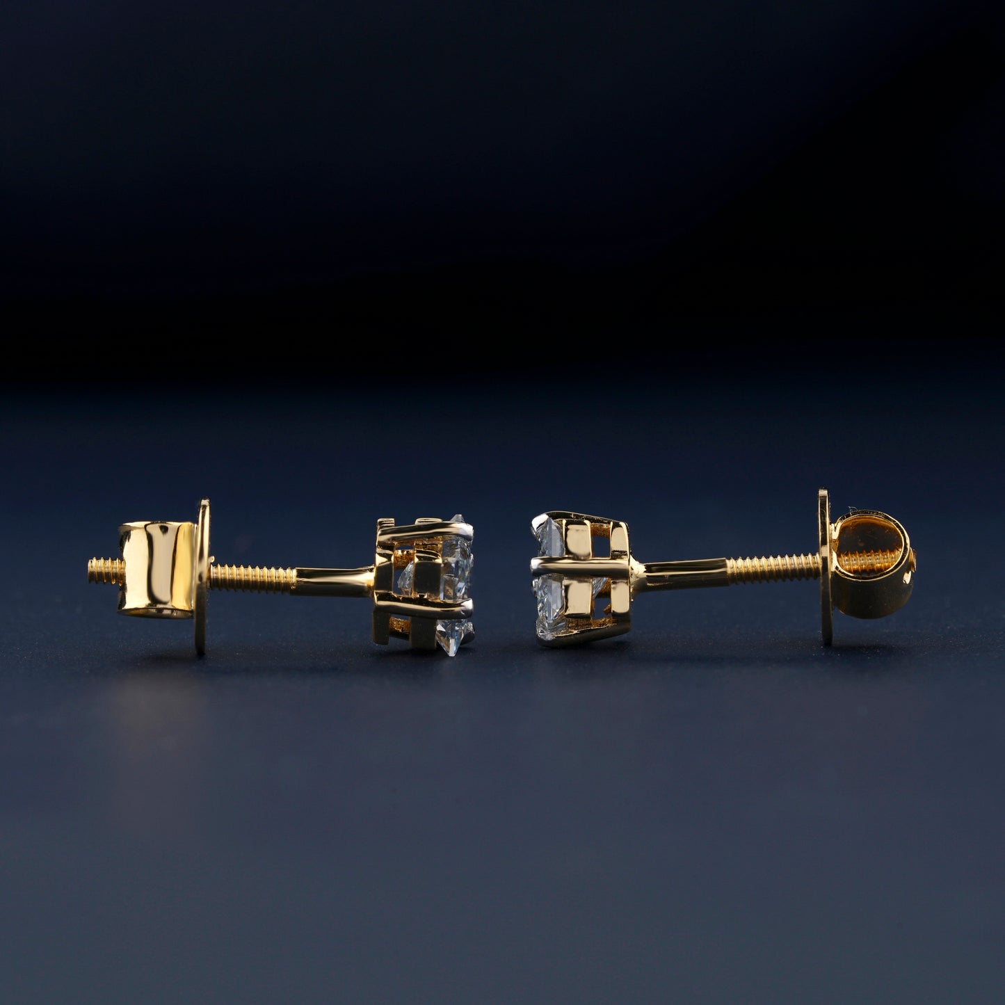 Light Blue Princess Cut Lab Grown Diamond Stud Earrings