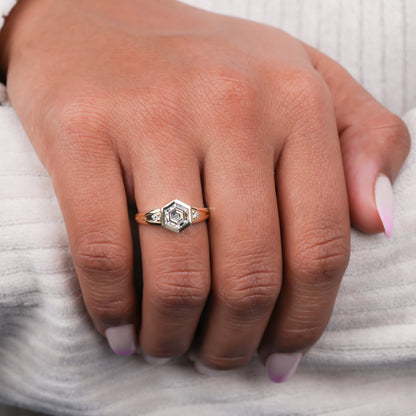1CT Hexagon Step Cut Lab Diamond | Bezel Wedding Ring for Her