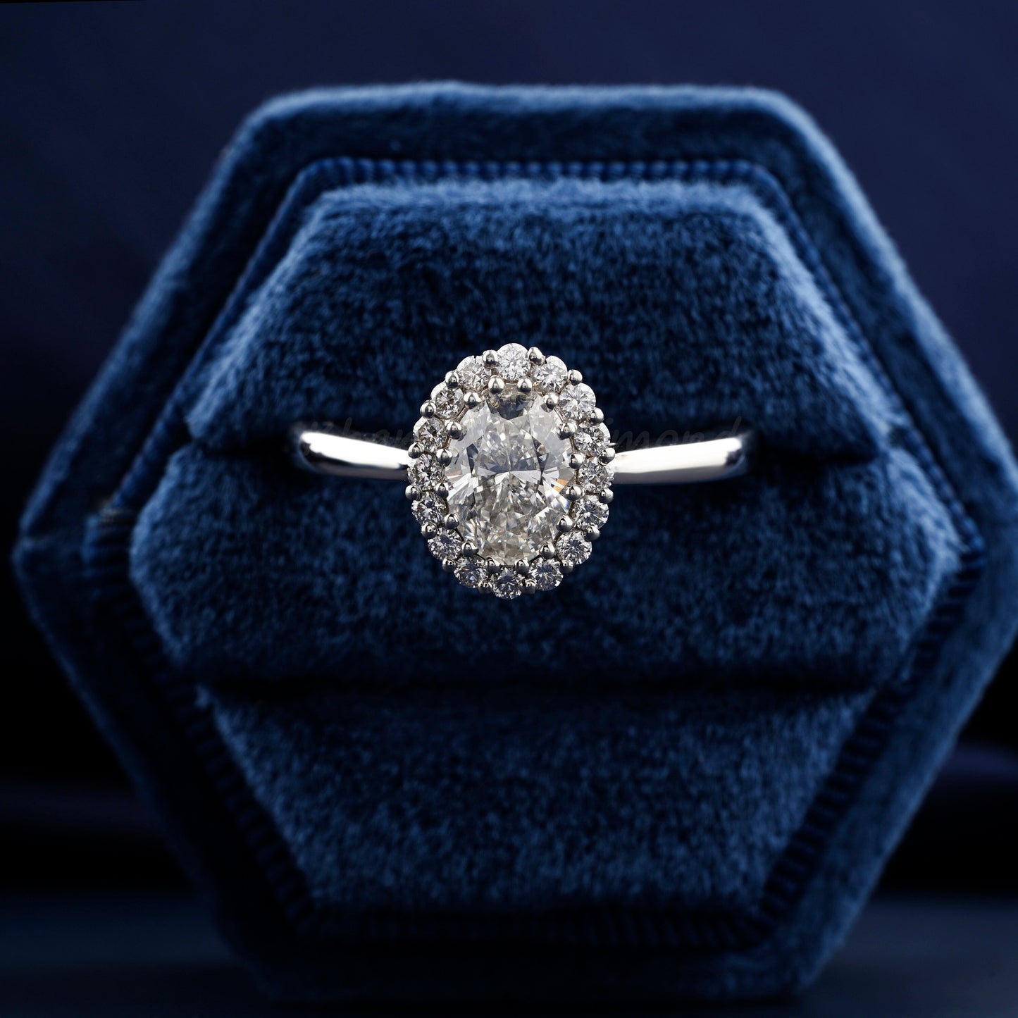 1CT Oval Cut Lab Diamond Ring | Halo Wedding Ring