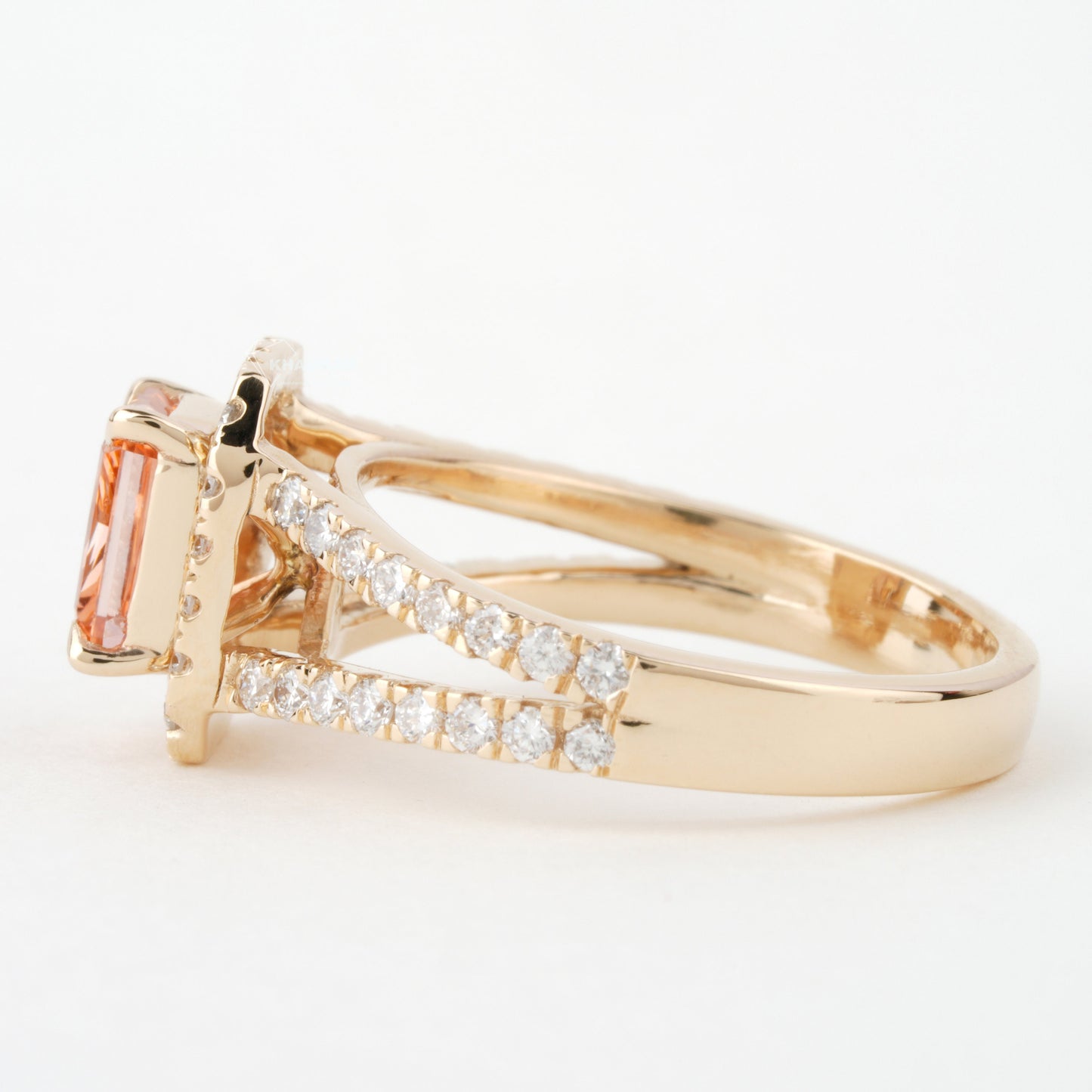 1 CT Orange Radiant Cut Lab Diamond Split Shank Engagement Ring