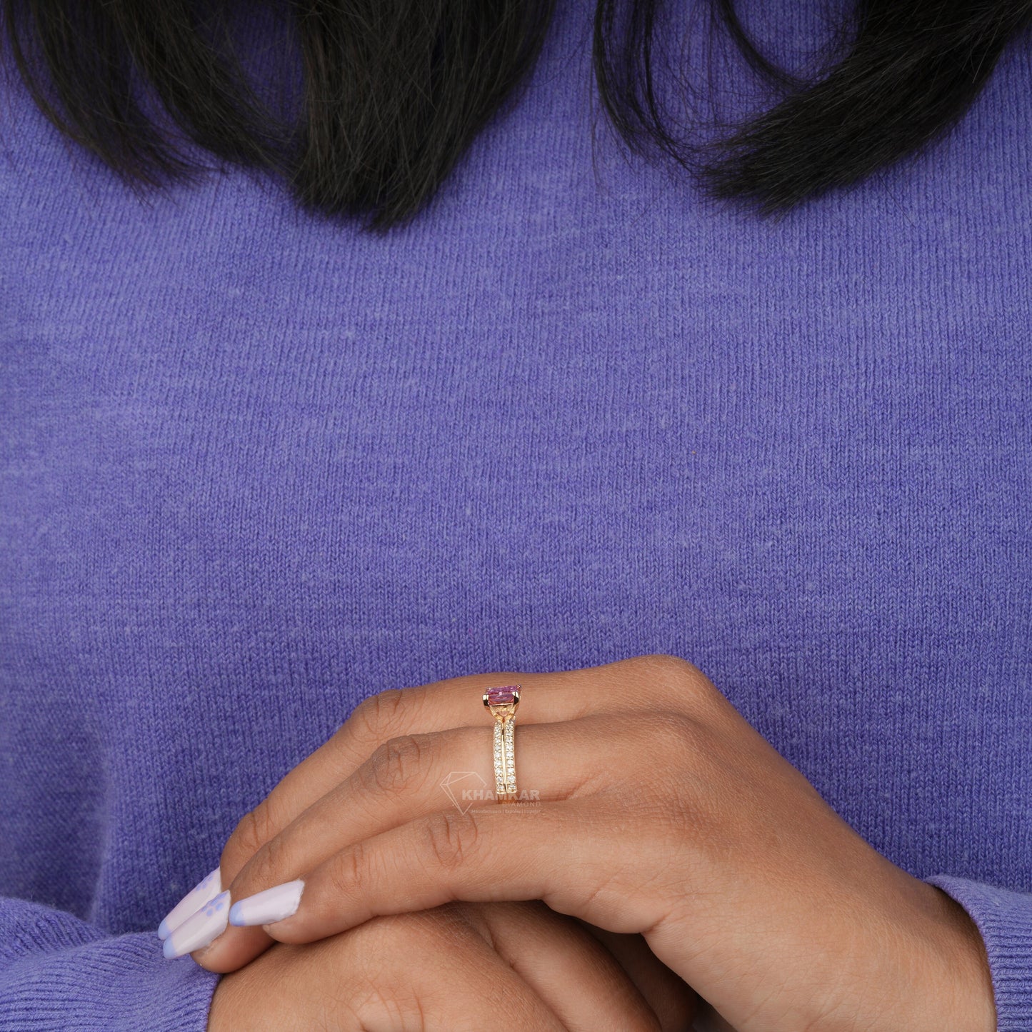 Pink Princess Cut Lab Grown Diamond Wedding Jewelry for Her