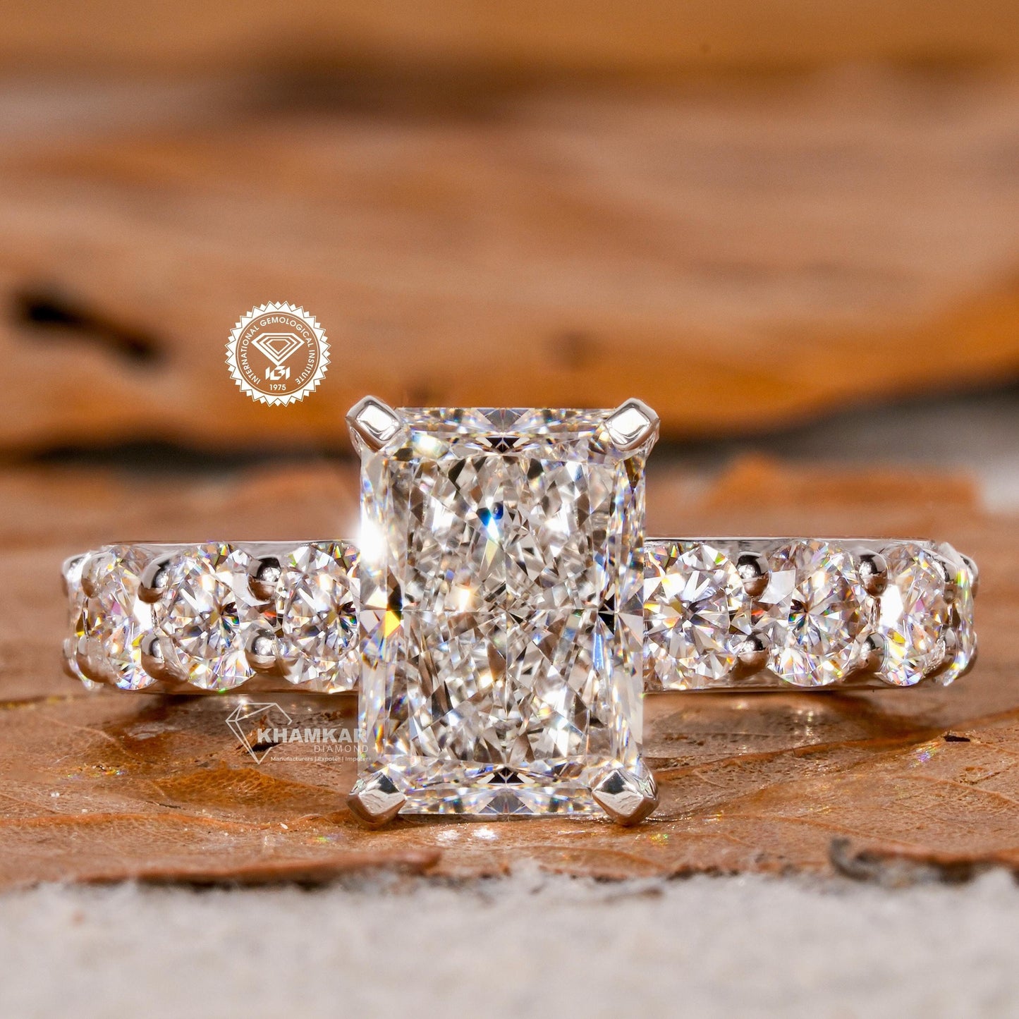 3.00 CT Radiant Cut Lab Grown Diamond Hidden Halo Engagement Ring