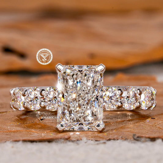 3.00 CT Radiant Cut Lab Grown Diamond Hidden Halo Engagement Ring