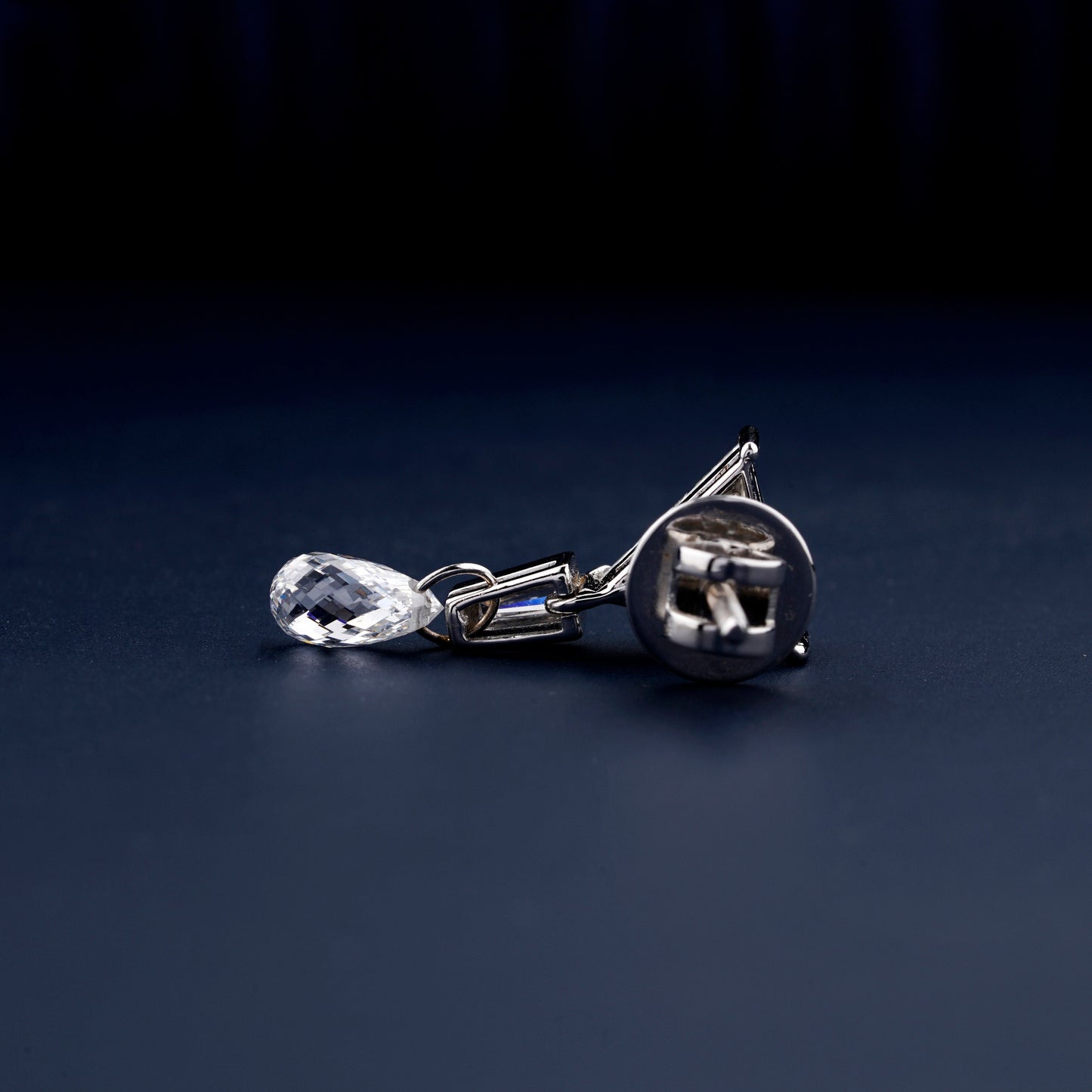 3.50 TCW Triangle Cut Diamond With Briolette Drops Stud Earrings 14K Yellow Gold Diamond Bridal Earrings Eco Diamond Cluster Stud Earrings