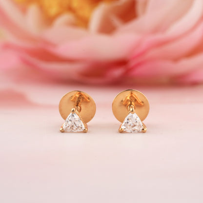 Trillion Cut Lab Diamond Screw Back Stud Earrings | Gift for Her