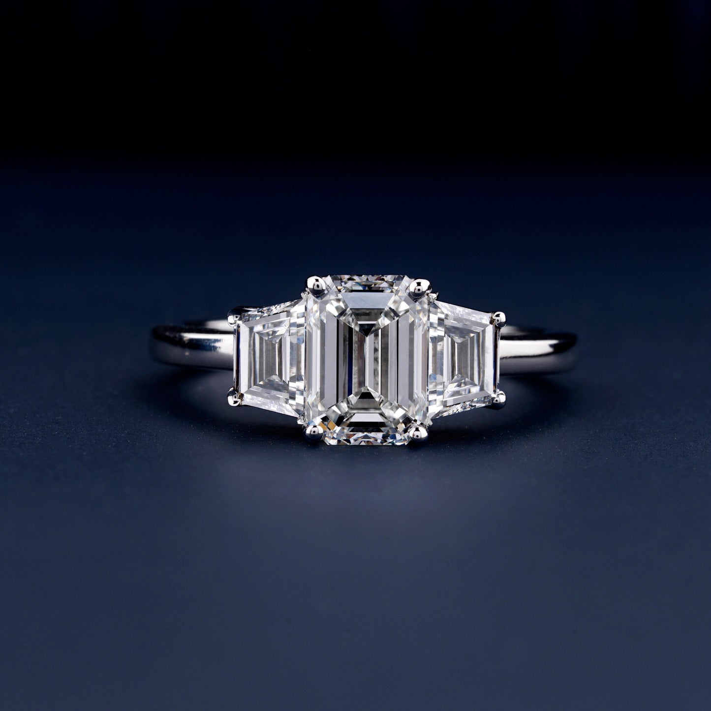Emerald Cut Three Stone Lab Grown Diamond Engagement Ring | 1CT Anniversary Gift Ring