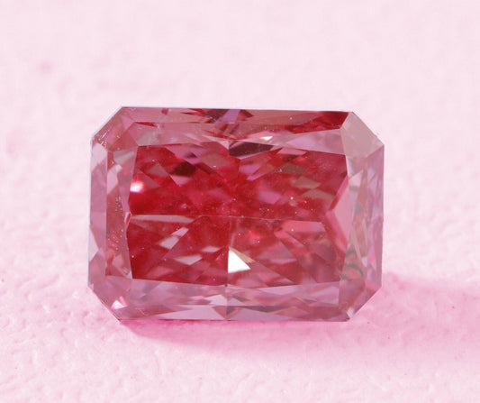 Radiant Pink Colored Diamond For Wedding Band Conflict free Diamond Radiant Diamond Halo Ring  Man made Diamond For Birthday Gift For Love
