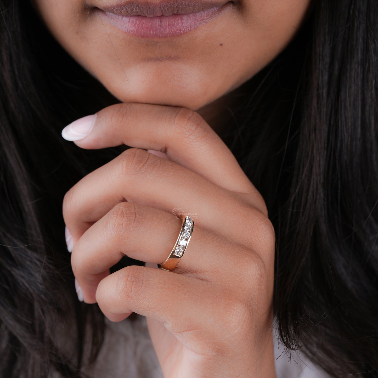 Seven Stone Lab Diamond Wedding Band | Half Eternity Ring for Her