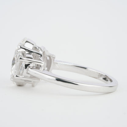 4CT Oval Lab Diamond Ring | Three Stone Wedding Ring