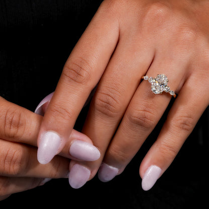 2CT Oval Lab Diamond Engagement Ring IGI Certified Side Stones