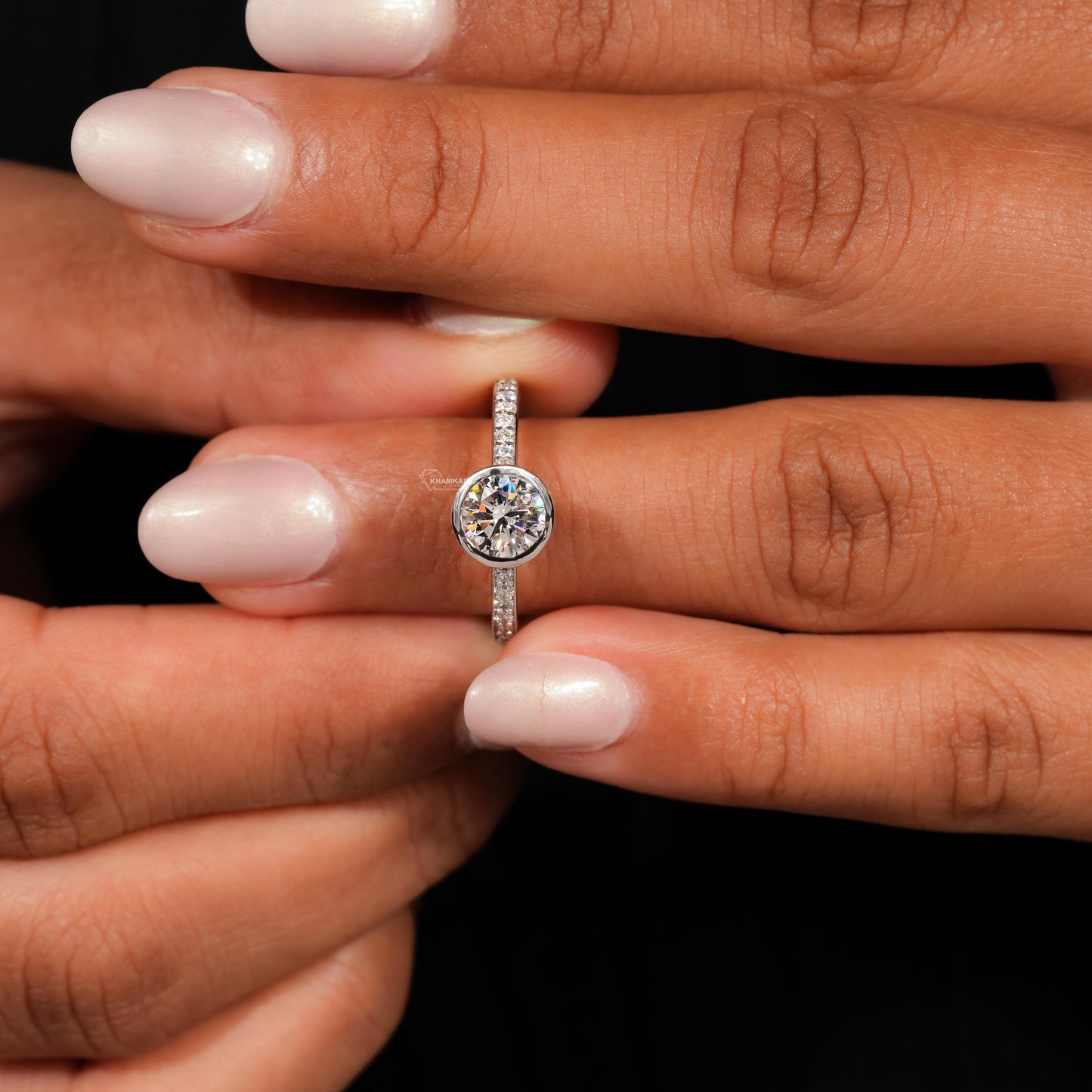 0.75CT Round Lab Diamond Ring | Bezel Set Wedding Ring White Gold
