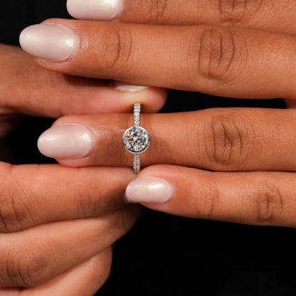 0.75CT Round Lab Diamond Ring | Bezel Set Wedding Ring White Gold