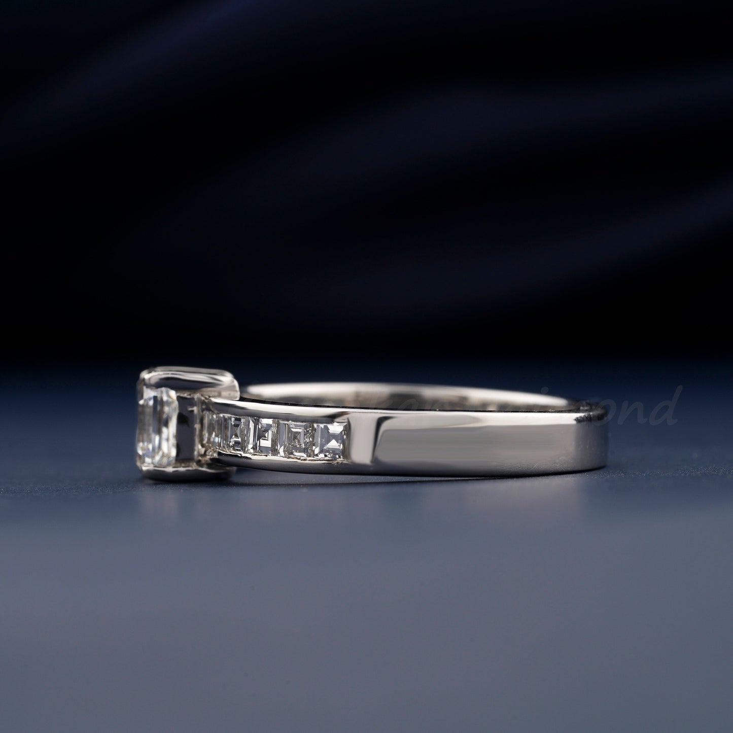 1.5 CT Asscher Cut Lab Grown Diamond Engagement Ring – Channel Set Wedding Ring