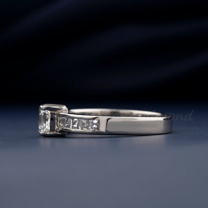 1.5 CT Asscher Cut Lab Grown Diamond Engagement Ring – Channel Set Wedding Ring