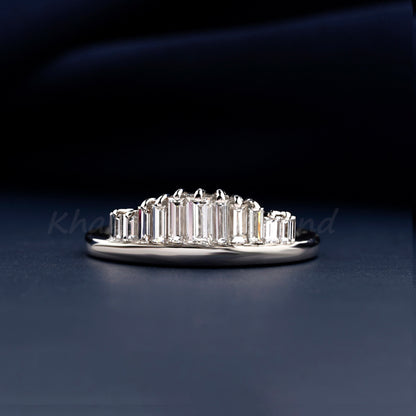 Baguette Cut Lab Diamond Ring | Bridal Wedding Band