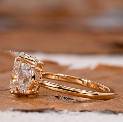 Oval Cut Lab Diamond Three Stone Engagement Ring for Her