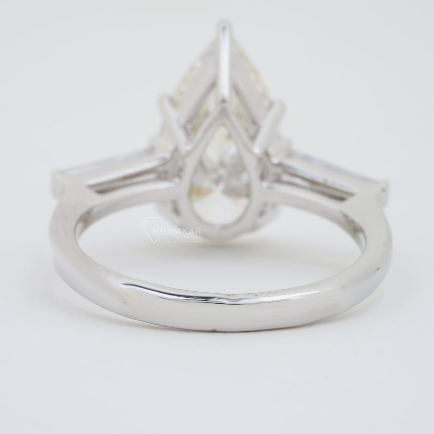 Pear Cut Lab Diamond Ring 3.50CT – Three Stone Engagement Ring