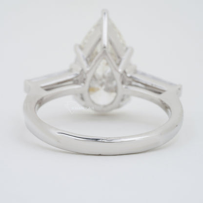 Pear Cut Lab Diamond Ring 3.50CT – Three Stone Engagement Ring