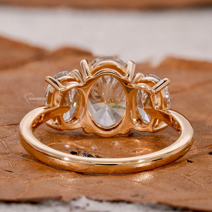 Oval Cut Lab Diamond Three Stone Engagement Ring for Her