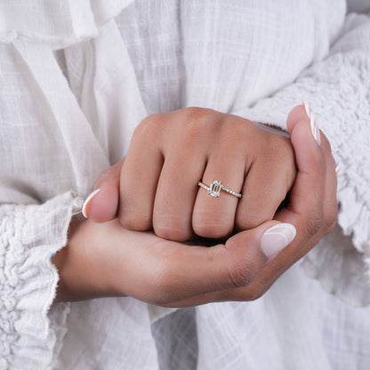 Emerald Cut 1CT Lab Grown Diamond Ring – Pave Claw Setting