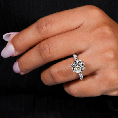 4.00 Ct Round Lab Diamond Ring – IGI Certified 3-Side Pavé Engagement Ring