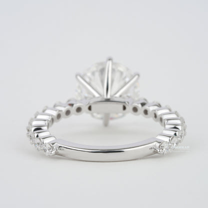 3 CT Round Lab Grown Diamond Halo Engagement Ring in White Gold