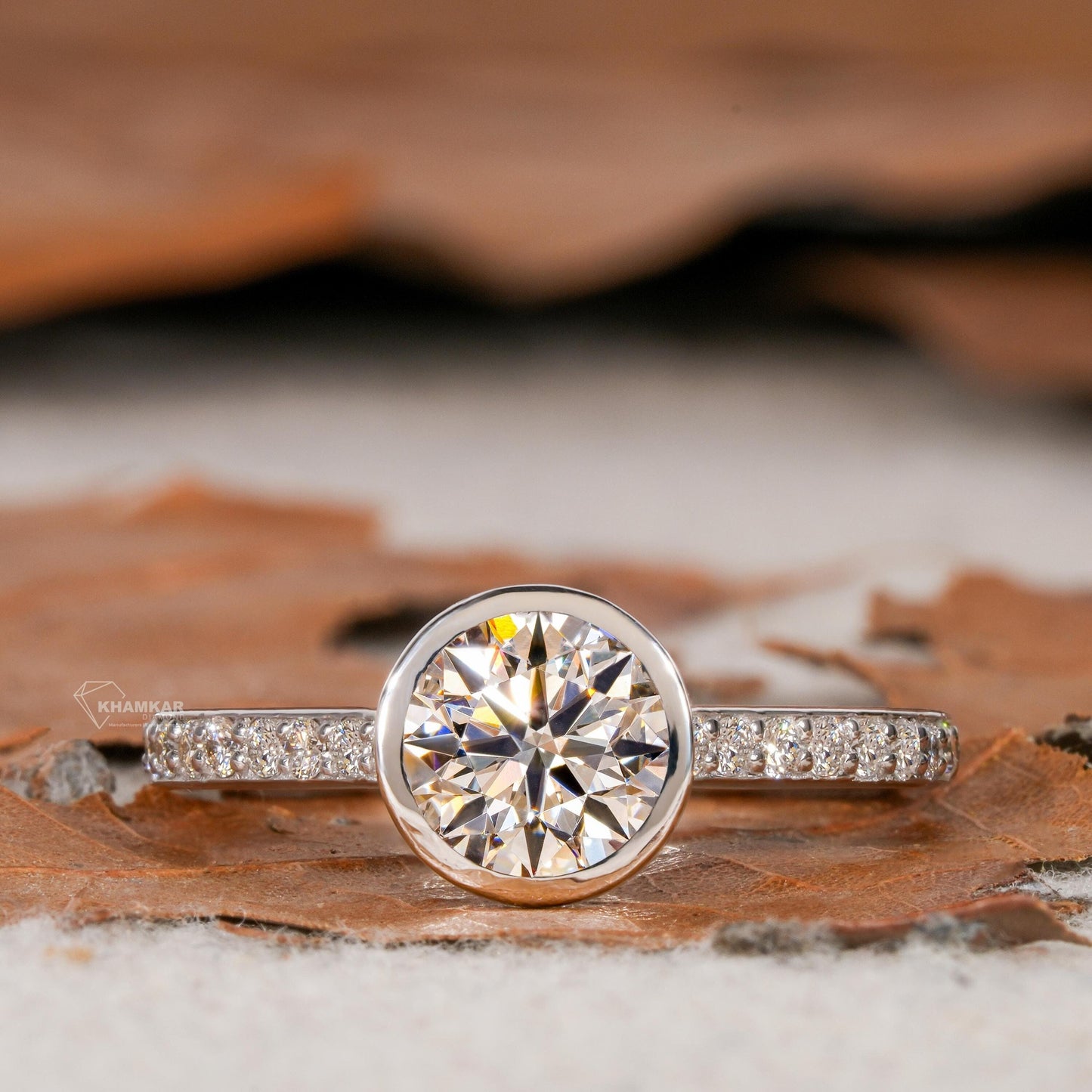 0.75CT Round Lab Diamond Ring | Bezel Set Wedding Ring White Gold
