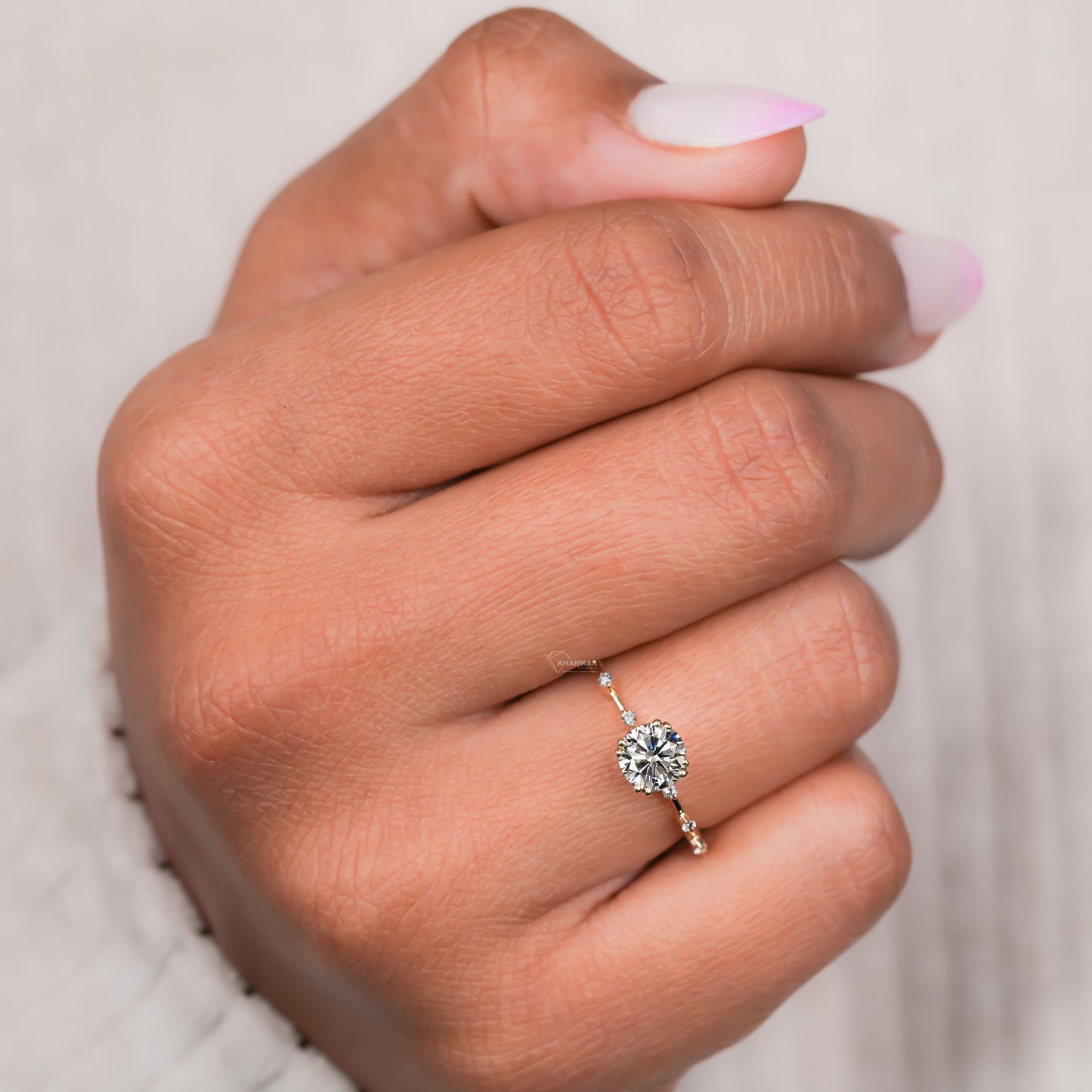 Round Lab Grown Diamond Pavé Wedding & Engagement Ring