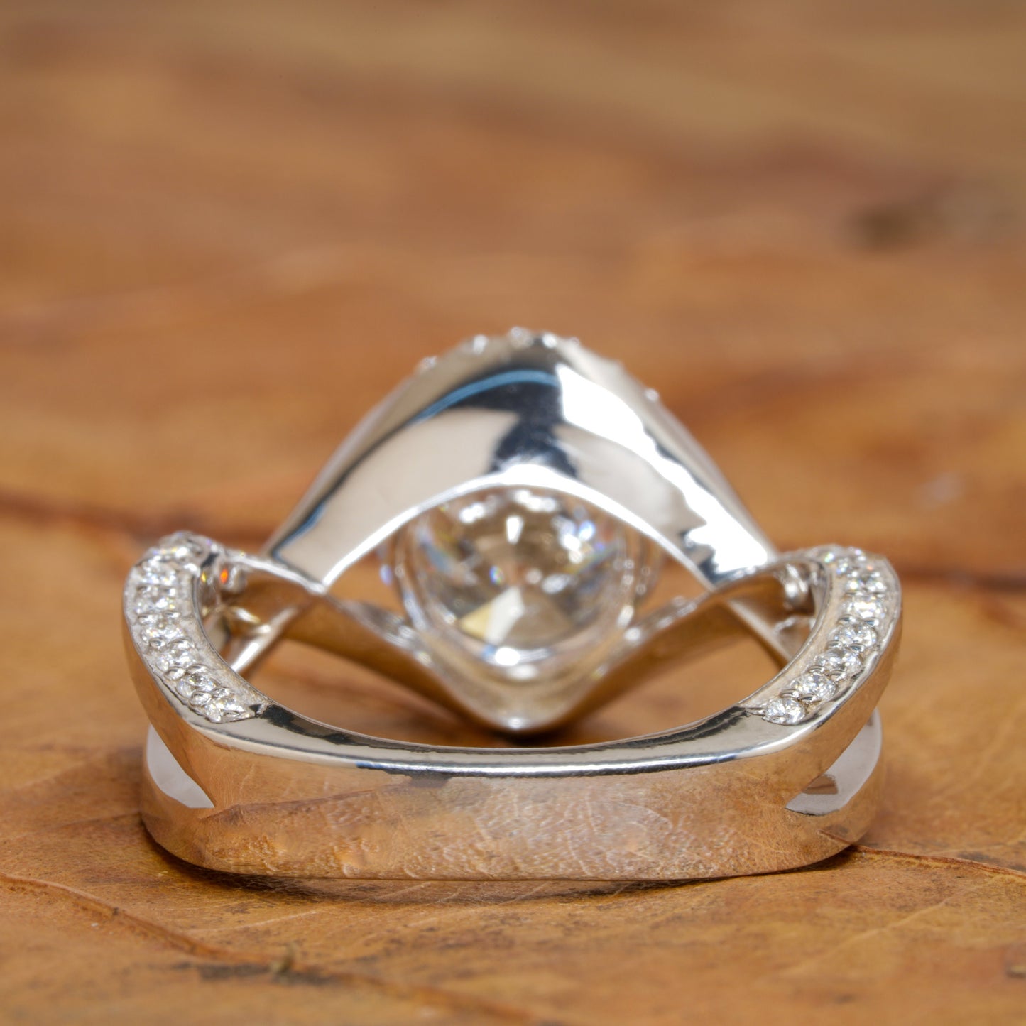 1 CT Round Lab Grown Diamond Spiral Halo Engagement Ring