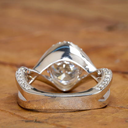 1 CT Round Lab Grown Diamond Spiral Halo Engagement Ring
