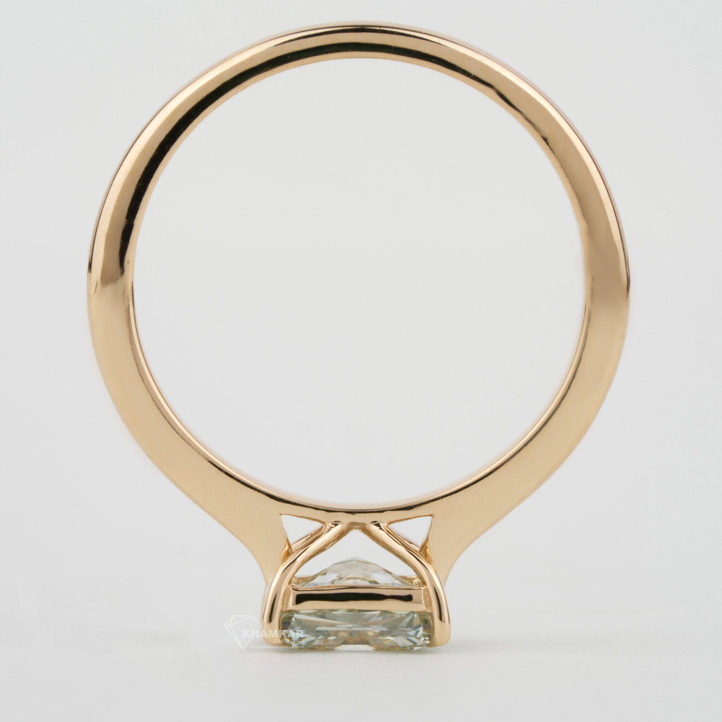 Olive Green Radiant Cut Lab Diamond Solitaire Engagement Ring for Her