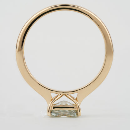 Olive Green Radiant Cut Lab Diamond Solitaire Engagement Ring for Her