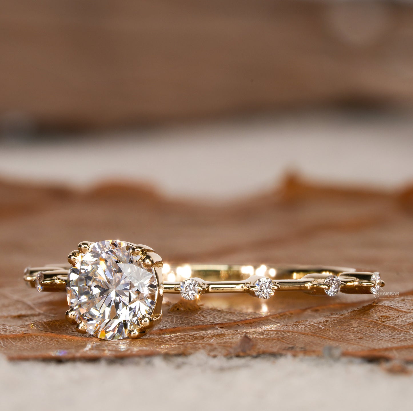 Round Lab Grown Diamond Pavé Wedding & Engagement Ring