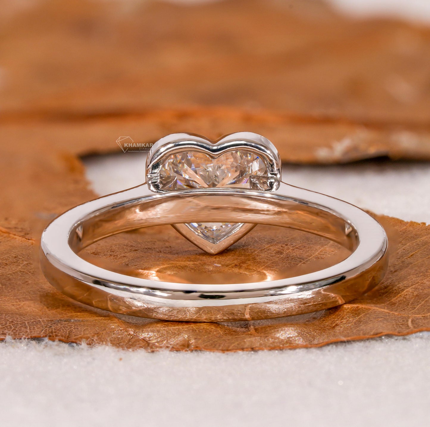 Heart Lab Diamond Ring | Bezel Set Solitaire Engagement Ring