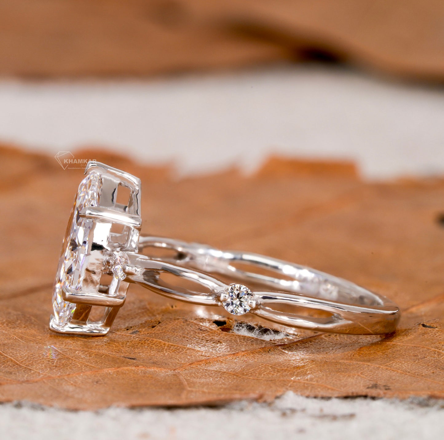 1.00 CT Marquise Lab-Grown Diamond Twisted Engagement Ring