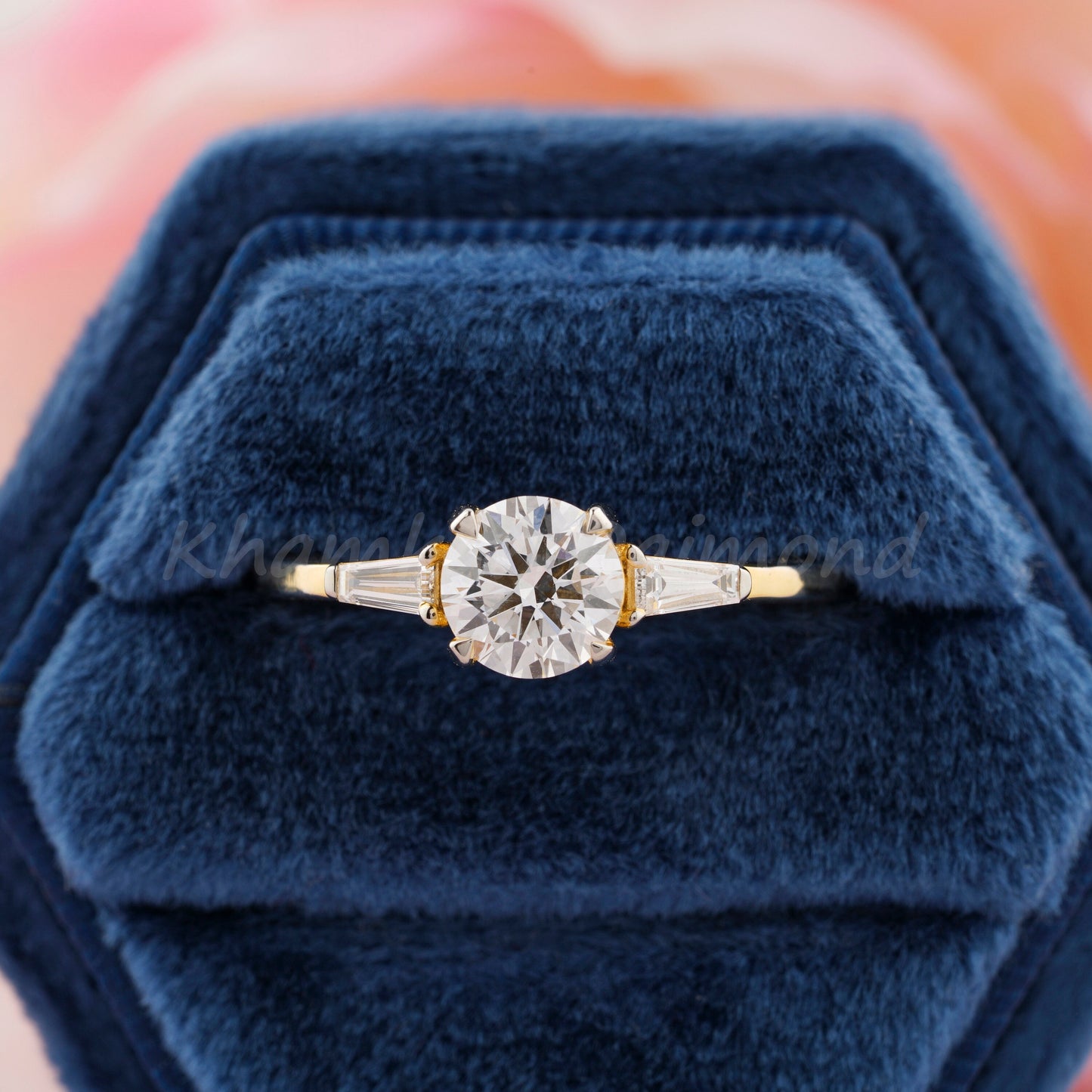 0.90CT Round Lab Diamond Ring | Three Stone Wedding Ring