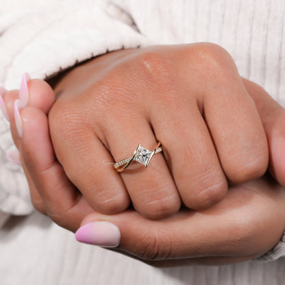IGI Certified Princess Cut Lab Grown Diamond Bypass Engagement Ring