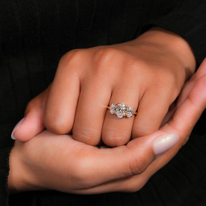 Oval Cut Lab Diamond Three Stone Engagement Ring for Her