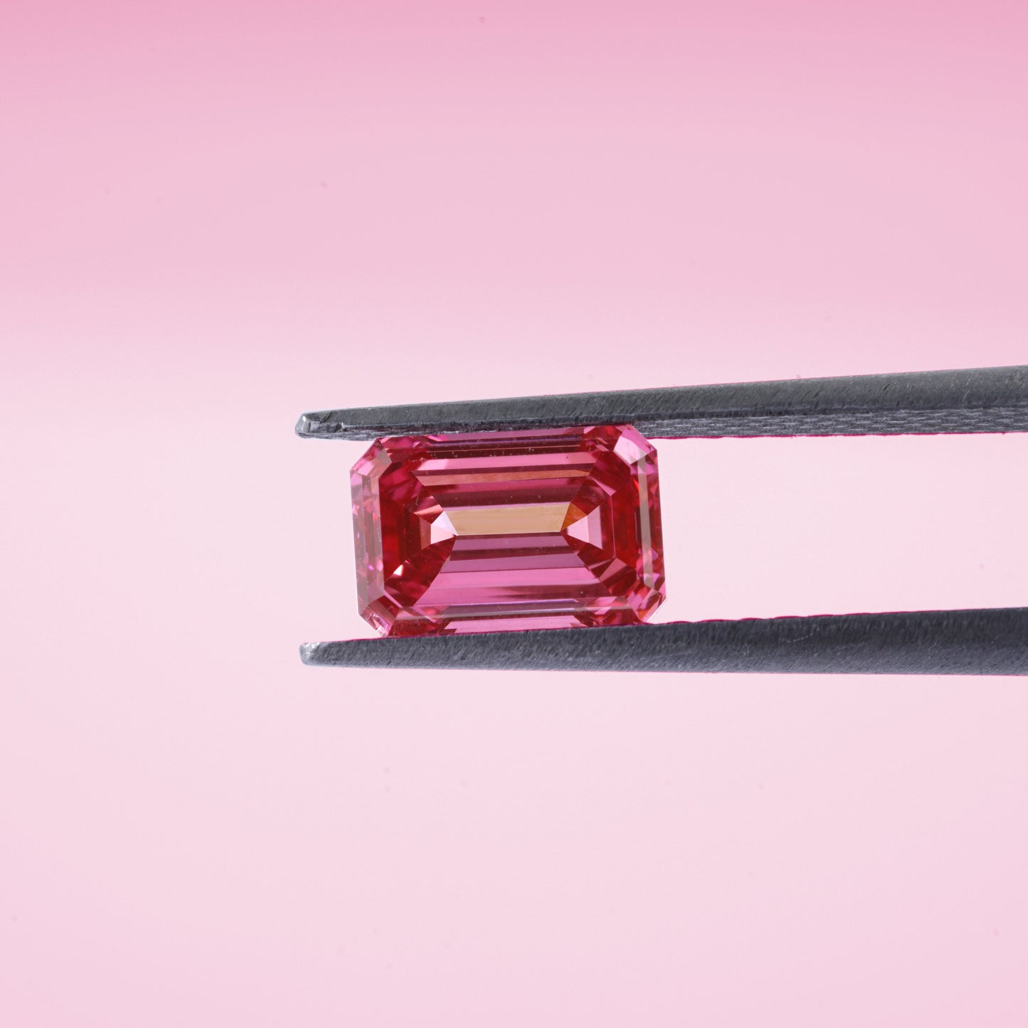 Pink Emerald Cut Lab Grown Diamond | HPHT Loose Diamond