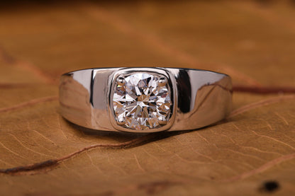 1.00 Ct Round Lab Grown Diamond Men's Engagement Ring