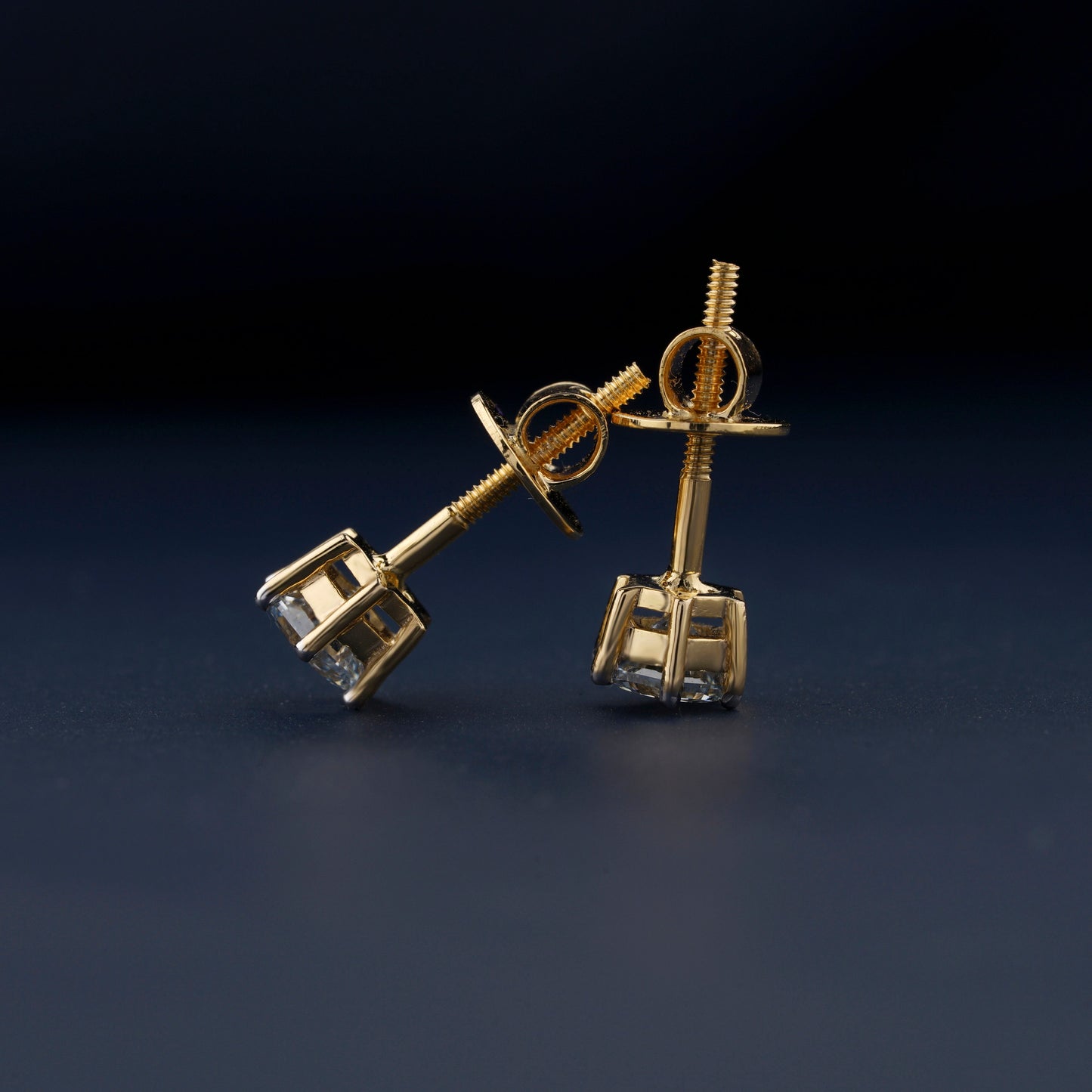 Light Blue Hexagon Lab Grown Diamond Solitaire Stud Earrings