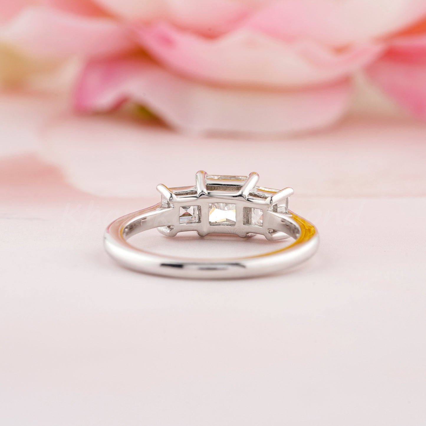 Princess Cut Lab Diamond Three Stone Ring Wedding Ring