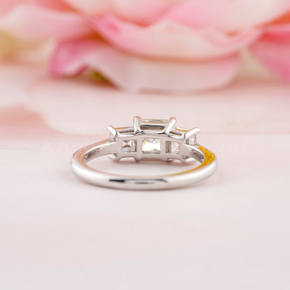 Princess Cut Lab Diamond Three Stone Ring Wedding Ring