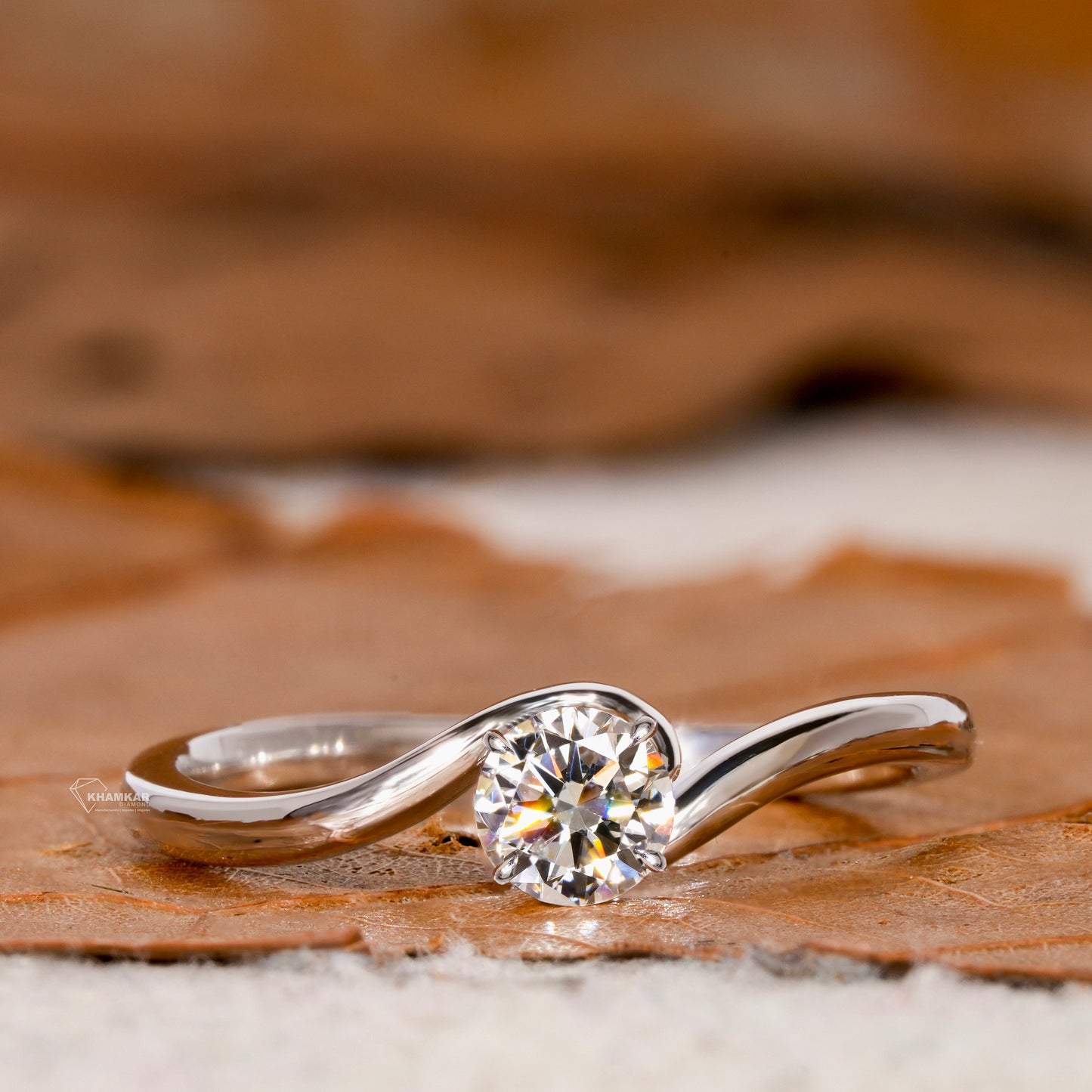 Round Brilliant Cut Lab Diamond Bypass Solitaire Engagement Ring for Women