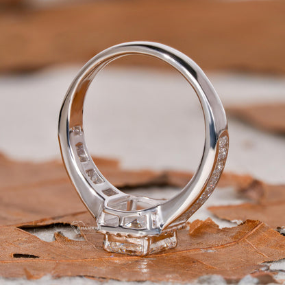 IGI Certified 1.50CT Emerald Cut Halo Engagement Ring